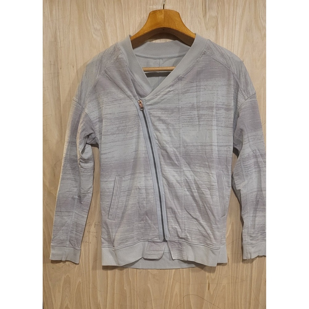 Lululemon Asymmetric Zip Sweatshirt Gray Space Dye Rose Gold Hardware Jacket